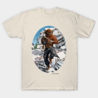 Inspirational Action Hero Carrying Kid Realistic Art T-Shirt